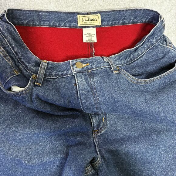L.L. Bean Women’s Relaxed Fit Flannel Lined Jeans Size 16 Regular Blue Denim - Picture 7 of 9